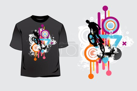 Illustration for Design of a cycling jersey with a graphic sport template - Royalty Free Image