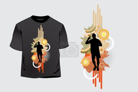 Ilustración de Plantilla de camiseta con plantilla deportiva gráfica, lista para maraton o jogging, vector - Imagen libre de derechos