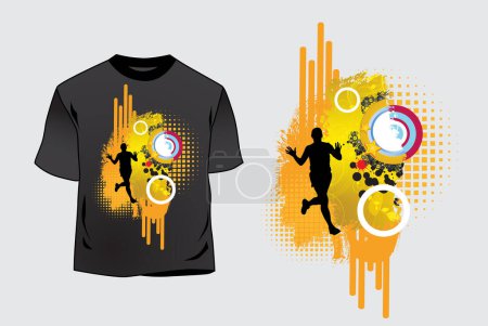 Téléchargez les illustrations : Modèle de T-shirt avec modèle de sport graphique, prêt pour le maraton ou le jogging, vecteur - en licence libre de droit