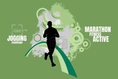 Illustration for Active people. Running man. Man jogging to promote good health. Young fitness runner - vector illustration - Royalty Free Image