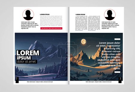 Illustration for Brochure, ebook or presentation mockup ready for use, vector illustration with flat style background. Mountain background at cartoon style. - Royalty Free Image
