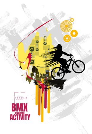 Illustration for BMX rider, active young person doing tricks on a bicycle - Royalty Free Image