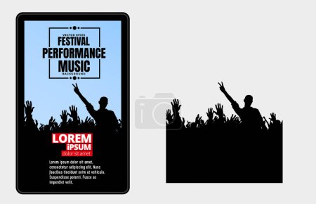 Illustration for Young happy people are dancing. Nightlife and music festival concept. Vector - Royalty Free Image