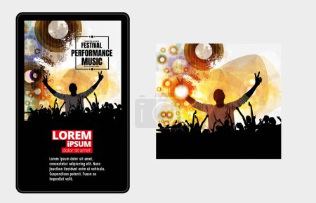 Illustration for Young happy people are dancing. Nightlife and music festival concept. Vector - Royalty Free Image