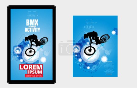 Illustration for Sport background with active young person for internet banners, social media banners, headers of websites, vector illustration - Royalty Free Image