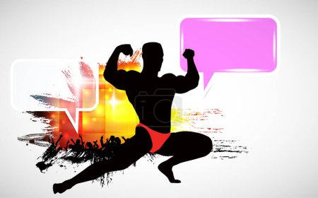 Illustration for Active young, strong muscular person on a abstract background, vector illustration - Royalty Free Image