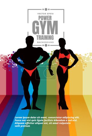 Illustration for Illustration of active young body builder muscle people, vector illustration - Royalty Free Image