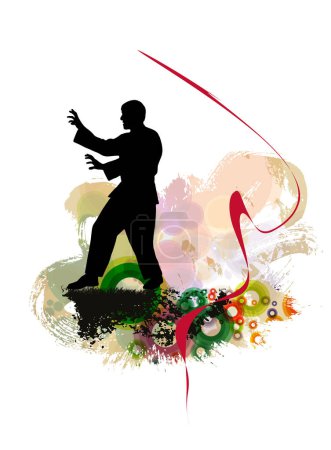 Illustration for Karate, Martial arts. High kick, vector illustration - Royalty Free Image