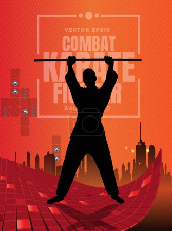 Illustration for Young male karate warrior. Healthy lifestyle. Martial arts. Vector - Royalty Free Image