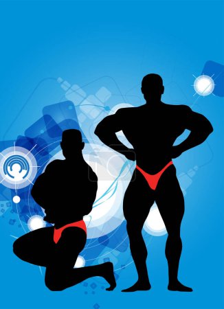Illustration for Illustration of active young body builder muscle people, vector - Royalty Free Image