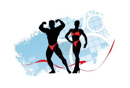 Ilustración de Ilustración de la gente activa del músculo del constructor del cuerpo joven, vector - Imagen libre de derechos