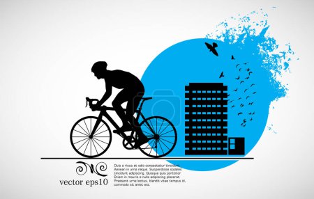 Ilustración de Joven activo en bicicleta - Imagen libre de derechos