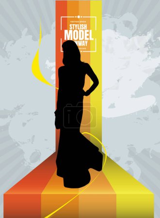 Téléchargez les illustrations : Silhouettes vectorielles de femme dans des vêtements élégants. Look de mode - en licence libre de droit