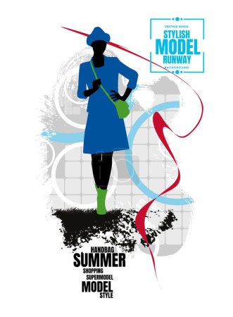 Illustration for Vector silhouettes of woman in stylish clothes. Fashion look - Royalty Free Image