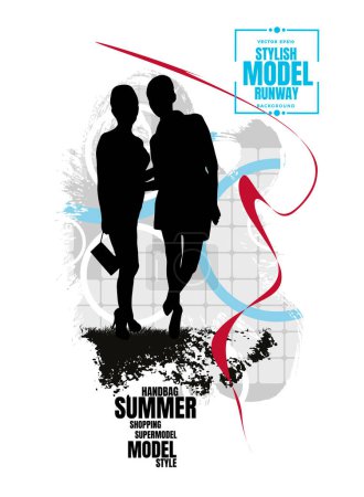 Illustration for Vector silhouettes of people in stylish clothes. Fashion look - Royalty Free Image