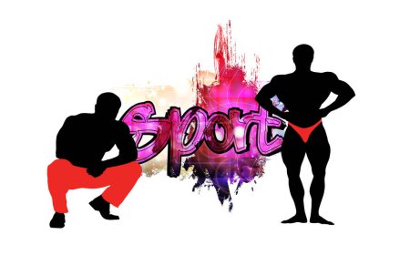 Illustration for Active young, strong muscular persons on a abstract background, vector - Royalty Free Image