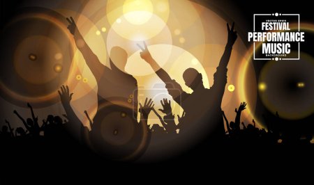Illustration for Nightlife and music festival concept. Dancing people at music festival - Royalty Free Image