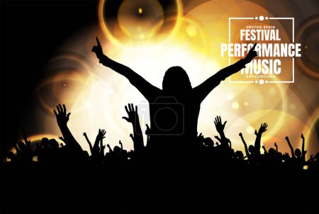 Illustration for Nightlife and music festival concept. Dancing people at music festival - Royalty Free Image