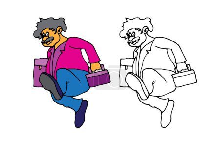 Téléchargez les illustrations : Coloriages pour enfants avec des hommes d'affaires, style dessin animé - en licence libre de droit