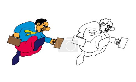 Téléchargez les illustrations : Coloriages pour enfants avec des hommes d'affaires, style dessin animé - en licence libre de droit