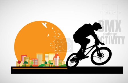 Foto de Banner vectorial o volante con ciclista en la bicicleta - Imagen libre de derechos