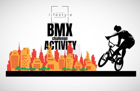 Ilustración de Banner vectorial o volante con ciclista en la bicicleta - Imagen libre de derechos