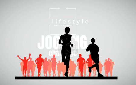 Foto de Correr maratón, la gente corre - ilustración vectorial - Imagen libre de derechos