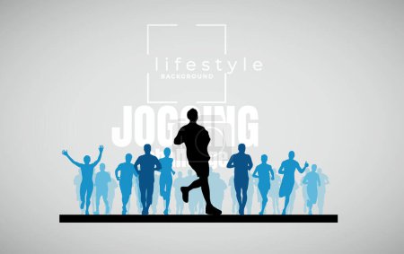 Illustration for Running marathon, people run - vector illustration - Royalty Free Image