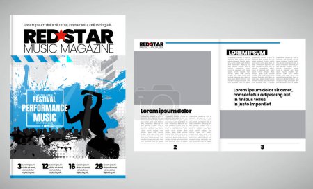 Ilustración de Revista de impresión con tema musical en segundo plano, vector fácil de editar - Imagen libre de derechos