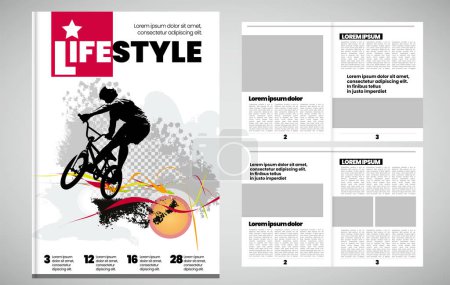 Foto de Revista de impresión o libro electrónico con tema deportivo en segundo plano, vector fácil de editar - Imagen libre de derechos