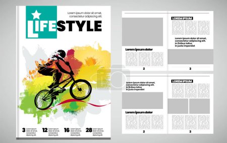 Ilustración de Revista de impresión o libro electrónico con tema deportivo en segundo plano, vector fácil de editar - Imagen libre de derechos