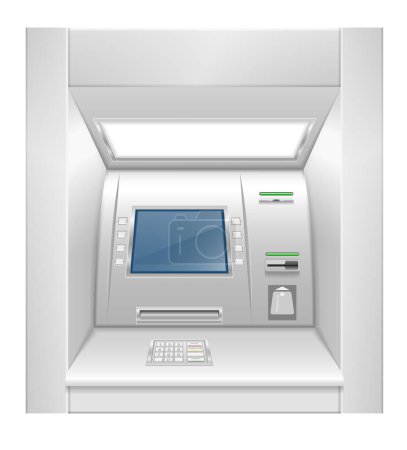 Ilustración de ATM dispensador de efectivo stock vector ilustración aislado sobre fondo blanco - Imagen libre de derechos