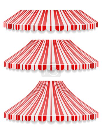 striped canopy from rain and sun for trade stock vector illustration isolated on white background