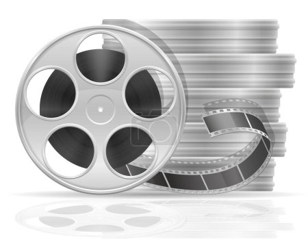 Téléchargez les illustrations : Bobine avec film de cinéma illustration vectorielle isolé sur fond blanc - en licence libre de droit