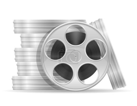 Téléchargez les illustrations : Bobine avec film de cinéma illustration vectorielle isolé sur fond blanc - en licence libre de droit