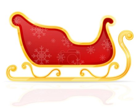 Weihnachten Weihnachtsmann Schlitten Stock Vektor Illustration isoliert auf weißem Hintergrund