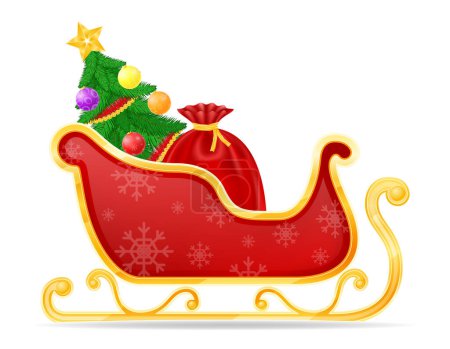 Illustration for Christmas santa claus sleigh stock vector illustration isolated on white background - Royalty Free Image