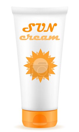 Illustration for Sun cream lotion sunblock suntan in a plastic container packaging stock vector illustration isolated on white background - Royalty Free Image