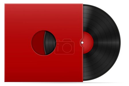 Illustration for Retro vinyl disk in the cover stock vector illustration isolated on white background - Royalty Free Image