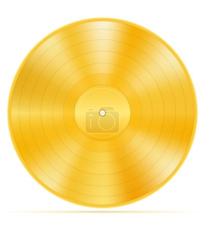 Illustration for Gold vinyl disk stock vector illustration isolated on white background - Royalty Free Image