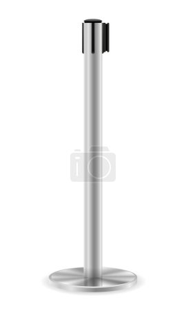 Illustration for Metal barrier with a belt to control the queue stock vector illustration isolated on white background - Royalty Free Image