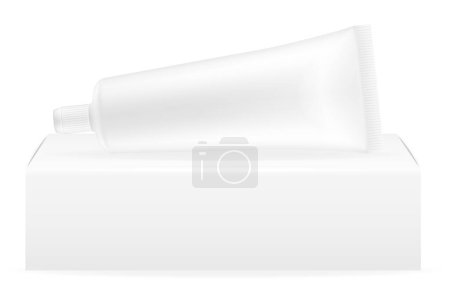 Illustration for Box packaging and tube of toothpaste empty template for design stock vector illustration isolated on white background - Royalty Free Image