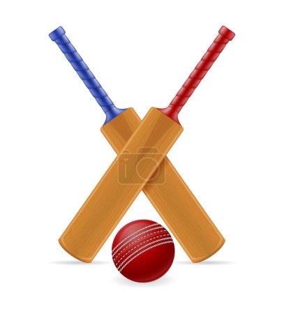 Illustration for Cricket bat and ball for a sports game stock vector illustration isolated on white background - Royalty Free Image