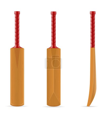 Téléchargez les illustrations : Batte de cricket pour un jeu de sport illustration vectorielle de stock isolé sur fond blanc - en licence libre de droit