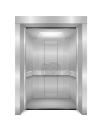 Téléchargez les illustrations : Ascenseur moderne bureau métal ascenseur stock vecteur illustration isolé sur fond blanc - en licence libre de droit