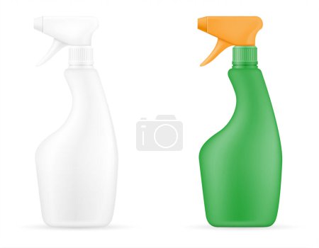 Illustration for Household cleaning products in a plastic bottle empty template blank stock vector illustration isolated on white background - Royalty Free Image