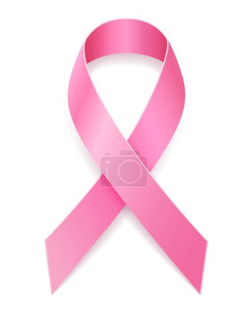 Illustration for Pink ribbon breast cancer awareness stock vector illustration isolated on white background - Royalty Free Image