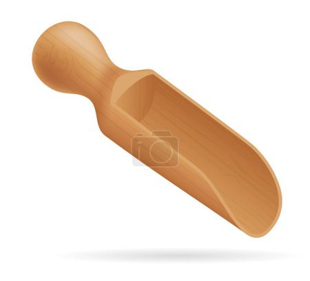 Illustration for Wooden spice scoop stock vector illustration isolated on white background - Royalty Free Image
