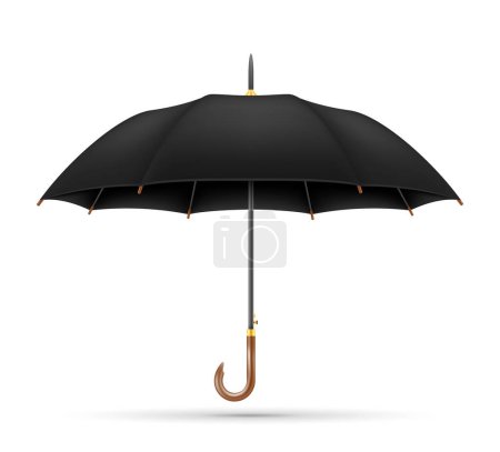 Illustration for Black classical umbrella from rain stock vector illustration isolated on white background - Royalty Free Image