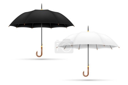 Illustration for White and black classical umbrella from rain stock vector illustration isolated on background - Royalty Free Image